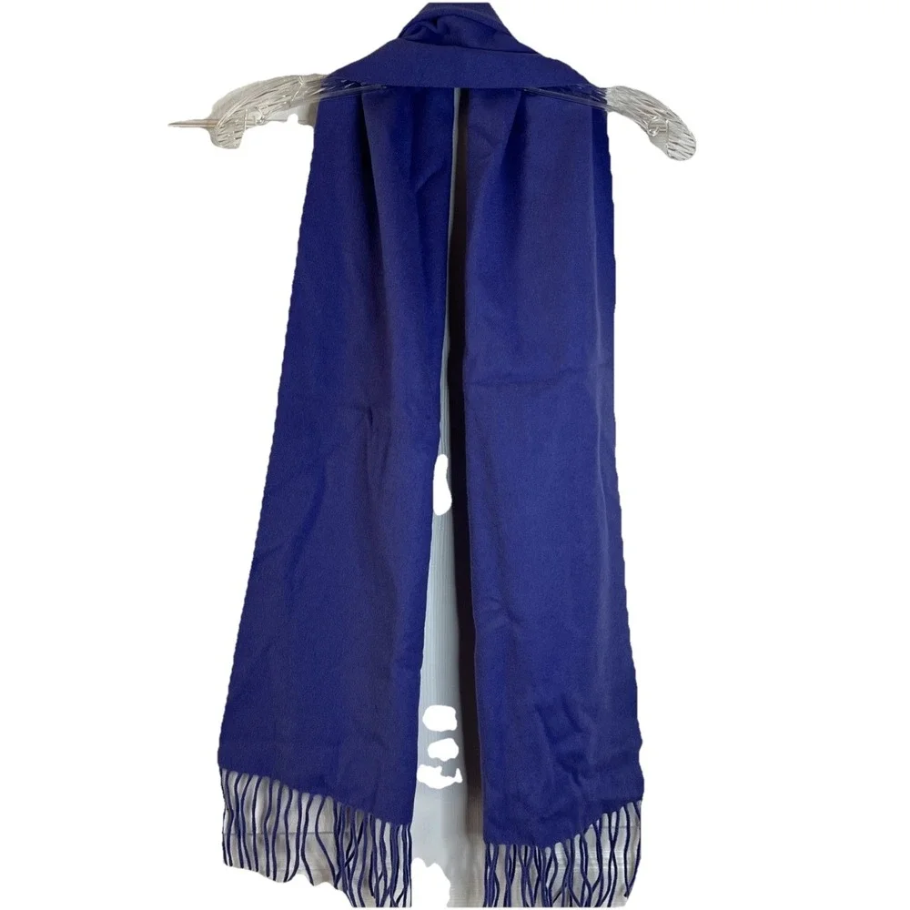 Enzo Mantovani Puprle Solid Purple Wool and Cashmere Tassle‎ Scarf